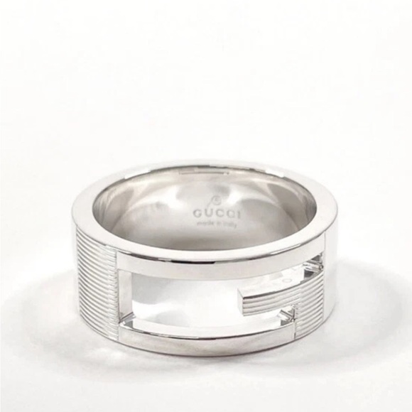 Vintage Gucci G Cutout 925 Sterling Silver Ring Men Women w/ Box